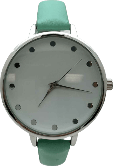 Solid Vibrant Color Everyday Faux Leather Women Watch, Mint