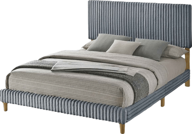 Queen Size Corduroy Velvet Panel Bed