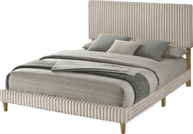 Queen Size Corduroy Velvet Panel Bed