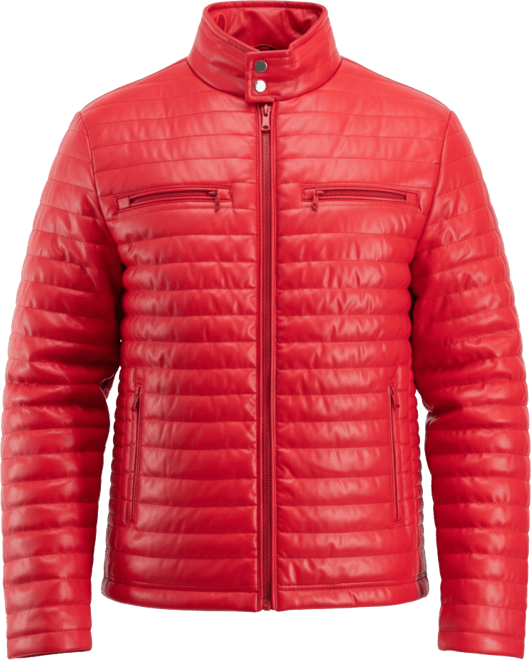 Men's Pu Quilted Jacket With Faux Shearling Lining
