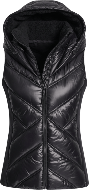 Women's Contrast Collar Hooded Puffer Vest