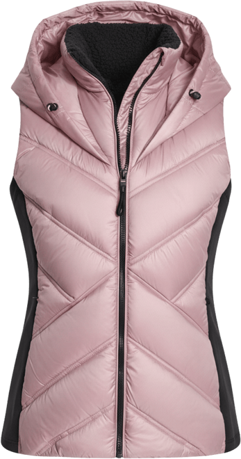 Women's Contrast Collar Hooded Puffer Vest