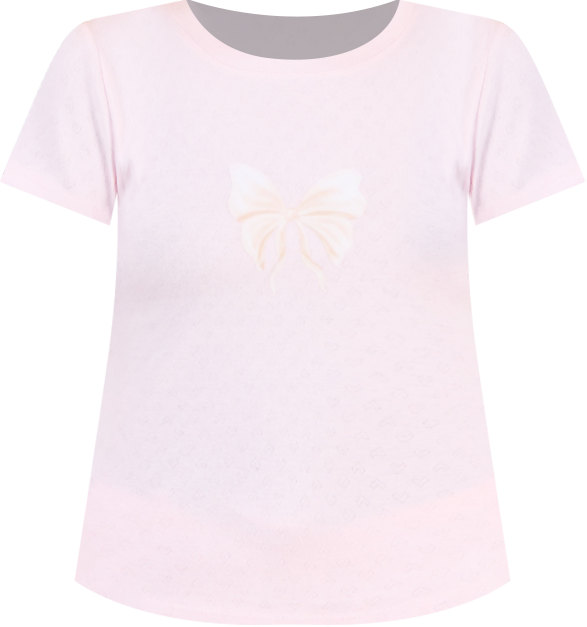 Juniors' Pointelle Short-Sleeve Top
