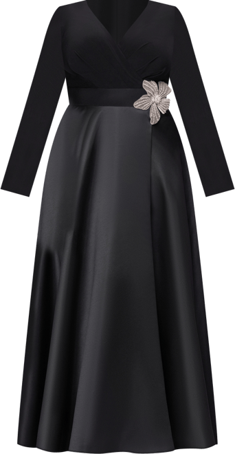 Plus Size Embellished Detail Long Sleeves Dress