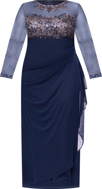 Plus Size Embroidered Long Sleeves Dress