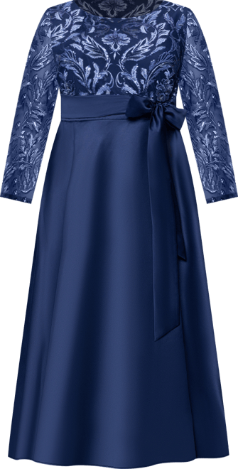Plus Size Sequin Mesh Detail Long Sleeves Dress