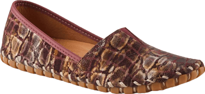 Kathaleta-Spice Metallic Croco Slip-On Leather Flats with Removable Insole & Arch Support