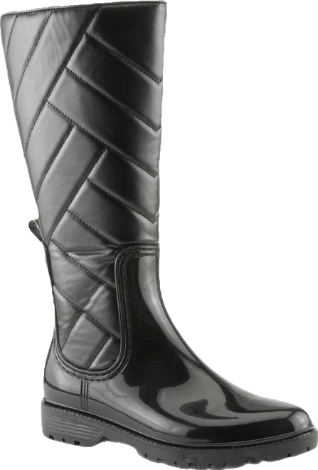 Maiza Waterproof Quilted Rain Boots with Faux Fur Lining and Zipper Closure