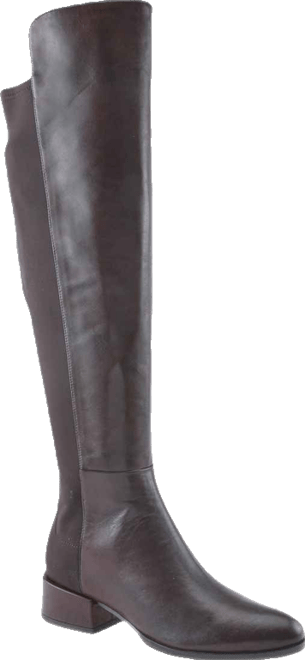 Rider Over-the-Knee Leather Boot with Stretch Back Panel and Leather-Wrapped Heel