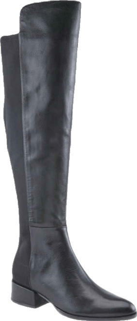 Rider Over-the-Knee Leather Boot with Stretch Back Panel and Leather-Wrapped Heel