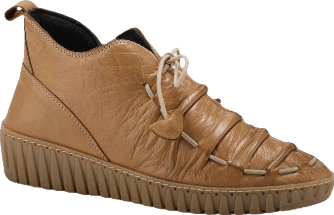 Azura  Nespea Premium Leather Slip-On Wedge with Elastic Vamp Tie and Removable Insole