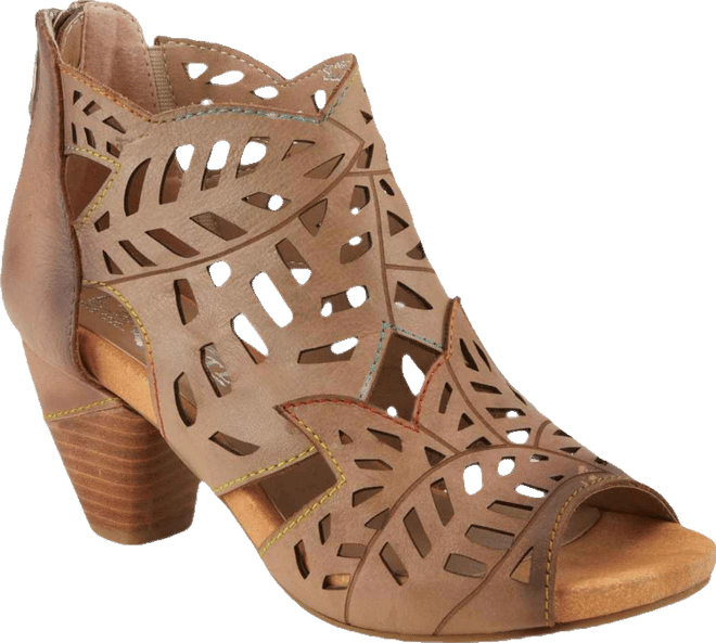 L Artiste Women s Icon Laser-Cut Leather Bootie with Ombre Edge and Zipper Closure