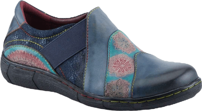 L Artiste Women s Lata Hand-Painted Closed Back Shoe with Removable Footbed and Geometric Multicolor Design