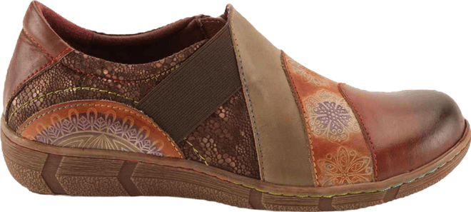 L Artiste Women s Lata Hand-Painted Closed Back Shoe with Removable Footbed and Geometric Multicolor Design