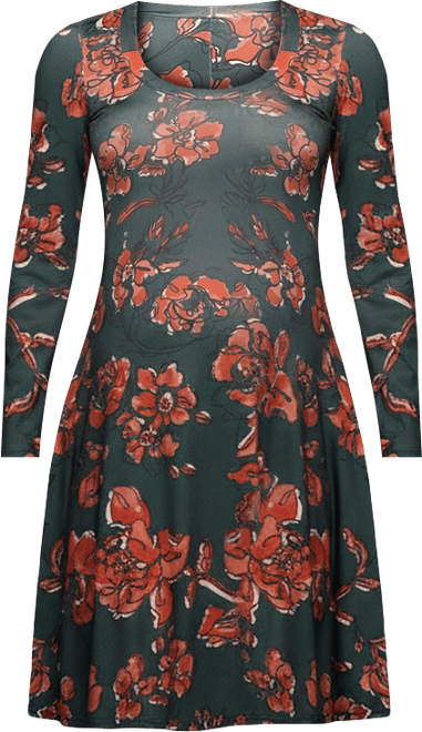 Women's Long Sleeve Fit and Flare Dress