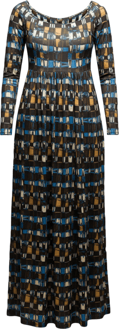 Women's Brown Geometric Print Long Sleeve Dress