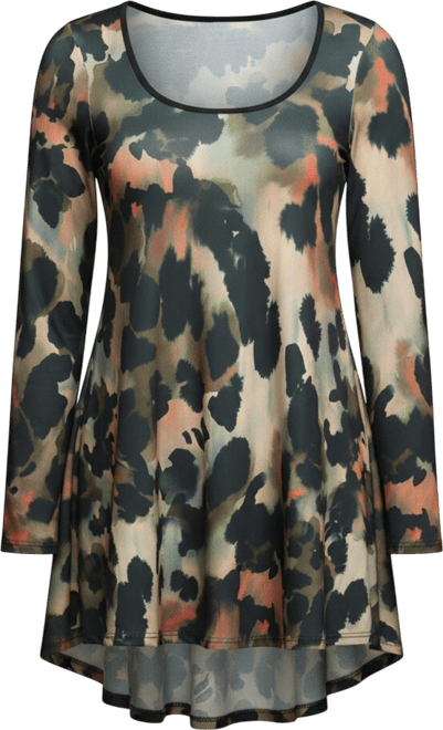 Women's Multiprint Long Sleeve Scoop Neck Top