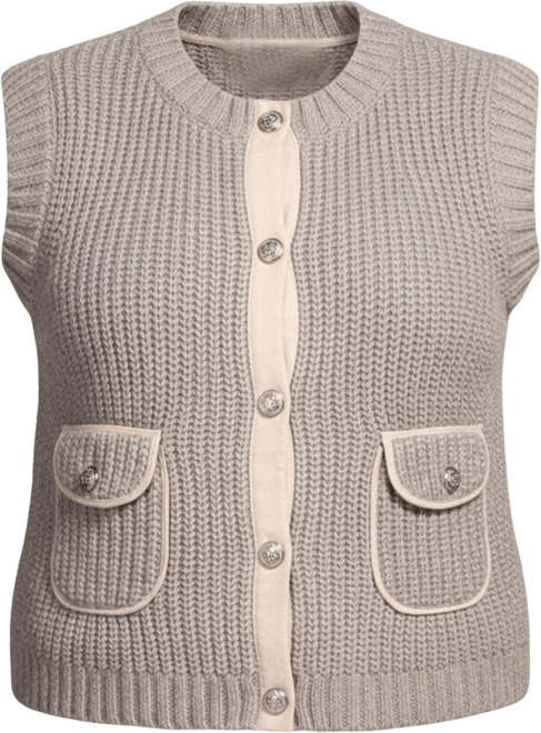 Plus Size Sleeveless Vest with Pockets Jacket