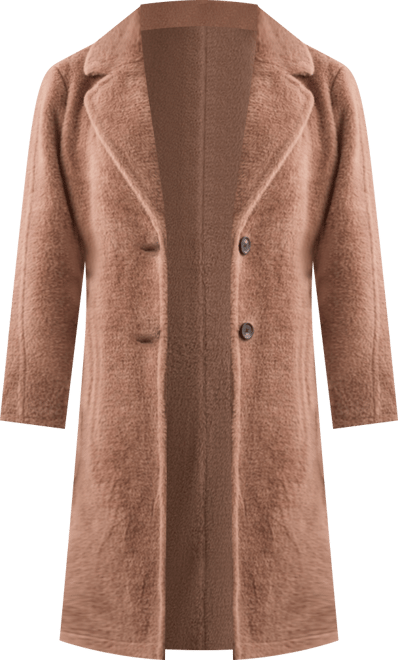 Plus Size Teddy Faux Fur Button-Front Coat