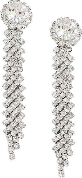 Women's Silver Circular Bling Drop Earrings