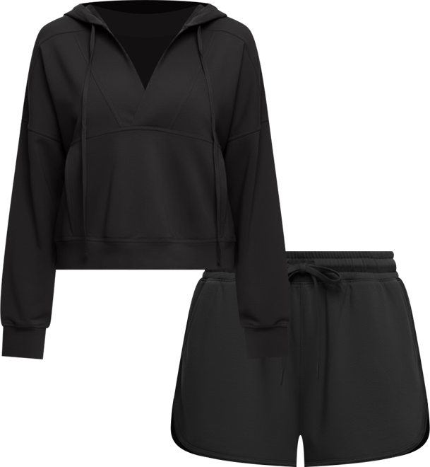 Women's Regular Kimora French Terry Hoodie Sweatshirt with Shorts