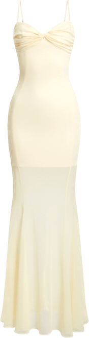 Women's Zayne Butter Yellow Ruch Breast Chiffon Mermaid Maxi Dress