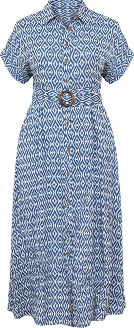 Women's Belted Midi Shirt Dress