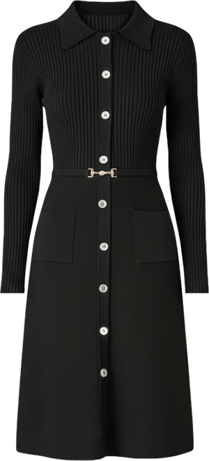 Women's Belted Rib Knit Midi Dress With Pockets