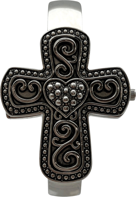 Silver Cross Shape Bangle Women Watch