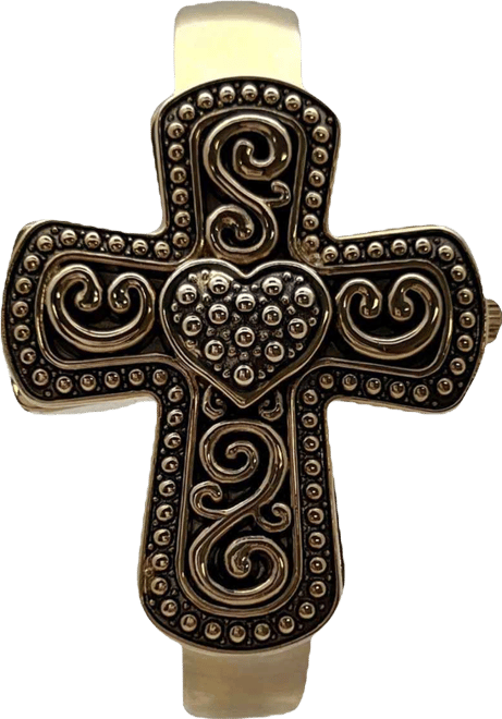 Gold Cross Shape Bangle Women Watch