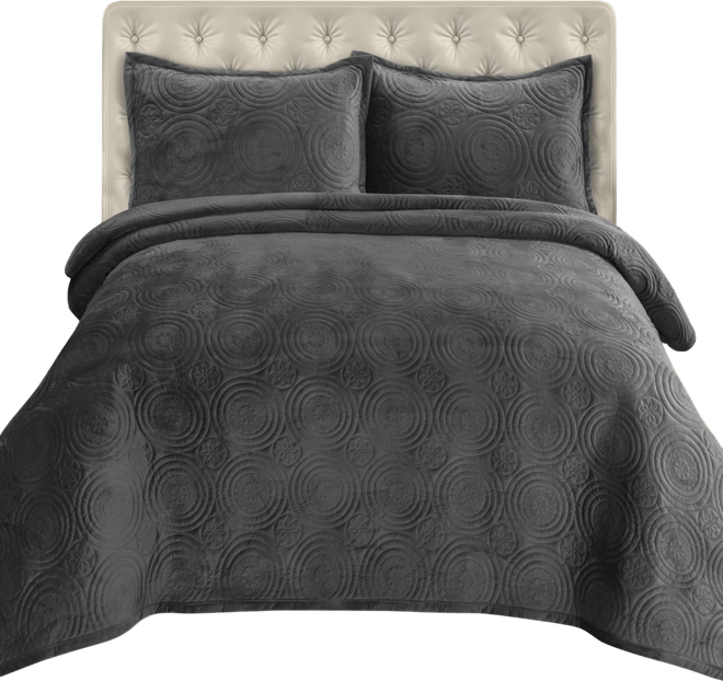 Capri Medallion Velvet Oversized Solid 2 Piece Quilt Set, Twin