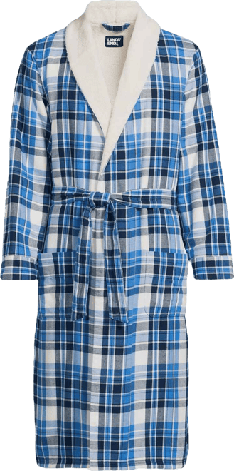 Men's High Pile Fleece Lined Flannel Robe