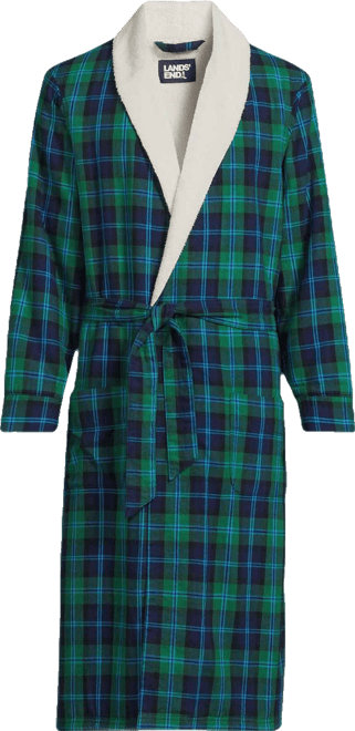 Men's High Pile Fleece Lined Flannel Robe