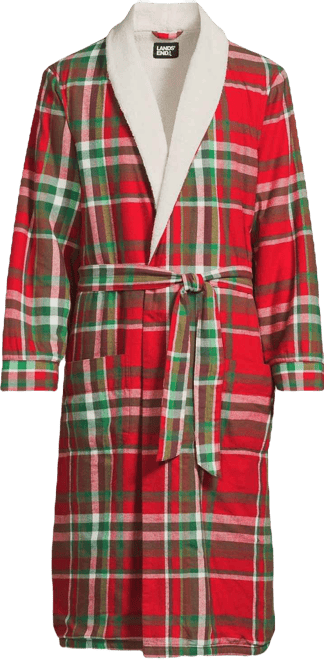 Men's High Pile Fleece Lined Flannel Robe