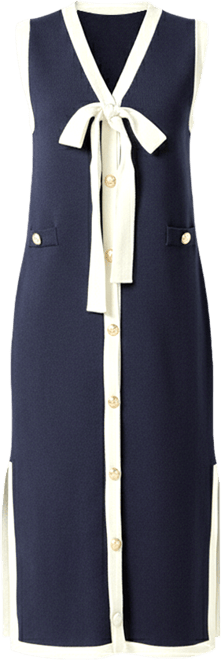 Women's Knit Midi Dress With Ribbon Tie