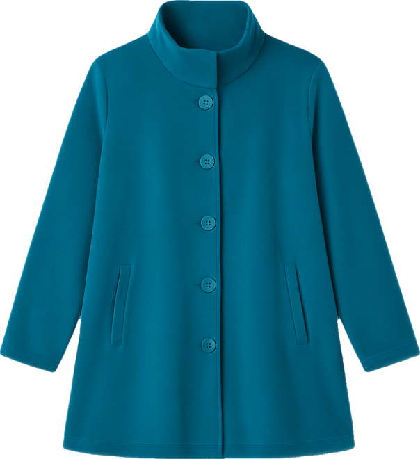 Women's Plus Size Fleece Swing Funnel-Neck Coat