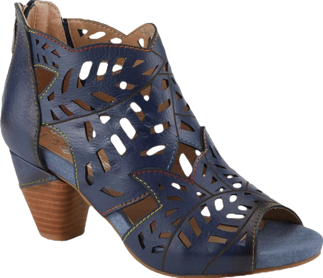 L Artiste Women s Icon Laser-Cut Leather Bootie with Ombre Edge and Zipper Closure