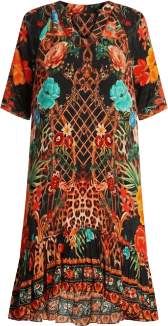 Women's Short Dress with V-Neck and Short Sleeves