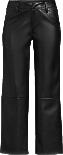 Women Faux Leather Mid Rise Relaxed Straight Leg Crop Pants