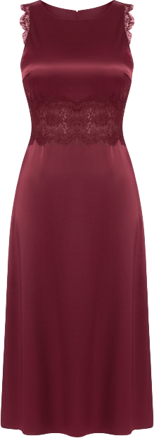 Women's Satin Lace Insert Midi Dress