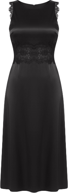 Women's Satin Lace Insert Midi Dress