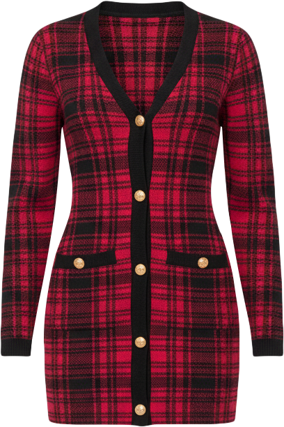 Women's Plaid Faux Cardi Dress