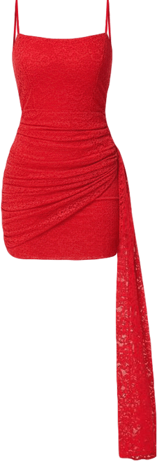 Women's Strapless Lace Drape Detail Mini Dress