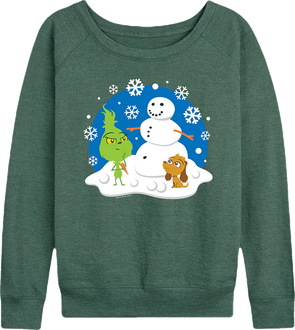 Womens Round Neck Long Sleeve Regular Fit Grinch Graphic T-Shirt