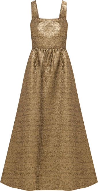 Gold Textured Jacquard Esme Dress