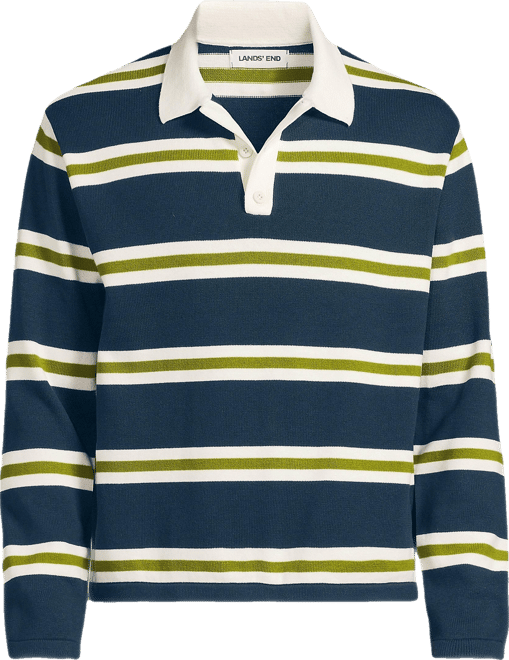 Men's Long Sleeve Cotton Rugby Sweater Polo