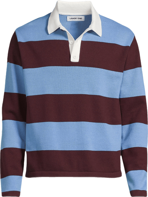 Men's Long Sleeve Cotton Rugby Sweater Polo