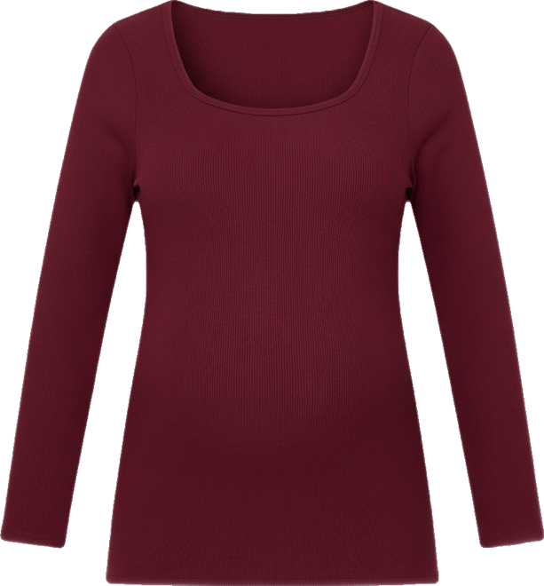Maternity Square Neck Rib Knit Long Sleeve Tee