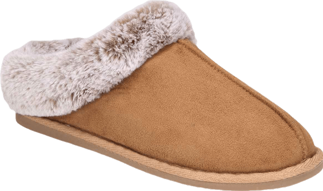 Women's Boxed Faux-Fur-Collar Clog Slippers, Macy's Exclusive