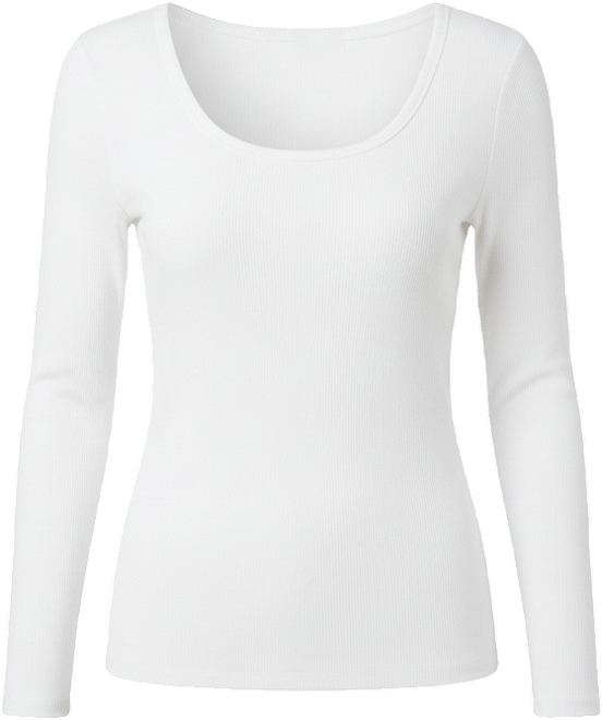 Juniors' Basic Soft Rib Long-Sleeve Top